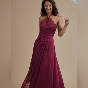 Scarlett Ruched Halter Belsoie Tiffany Chiffon Gown Style No.  L214006
